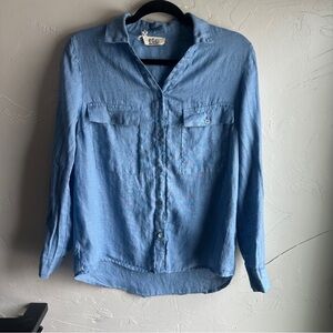 Etici Made in Italy Linen Button-Up Shirt Natural Fiber Minimal Coastal Sz XS